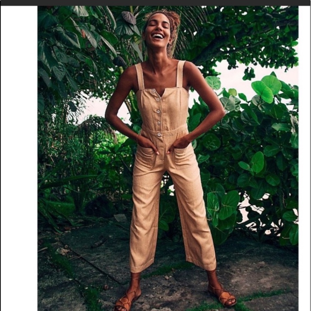 Moon River Mustard Jumpsuit Size S Free People